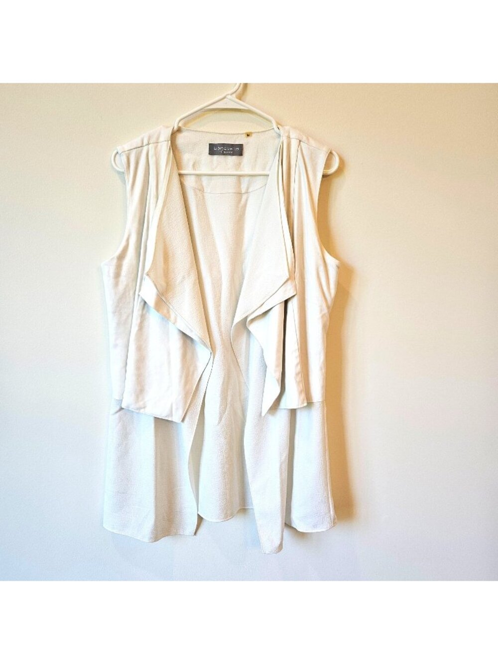 Bagatelle Collection Womens Sleeveless Waterfall Draped White Vest Size M